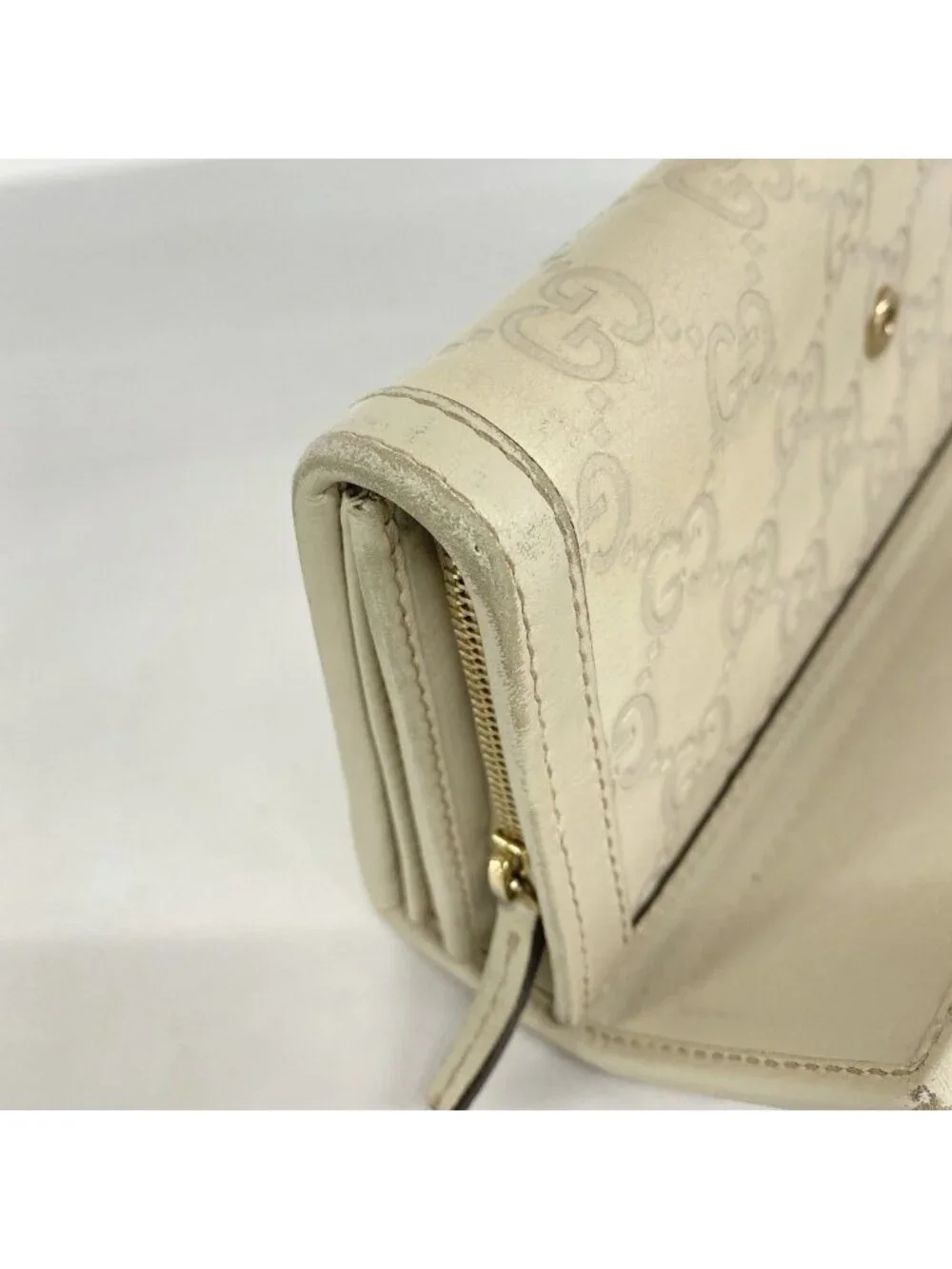 ★SOLD★ Gucci Wallet Guccissima Leather Beige Gold - Picture 6 of 9